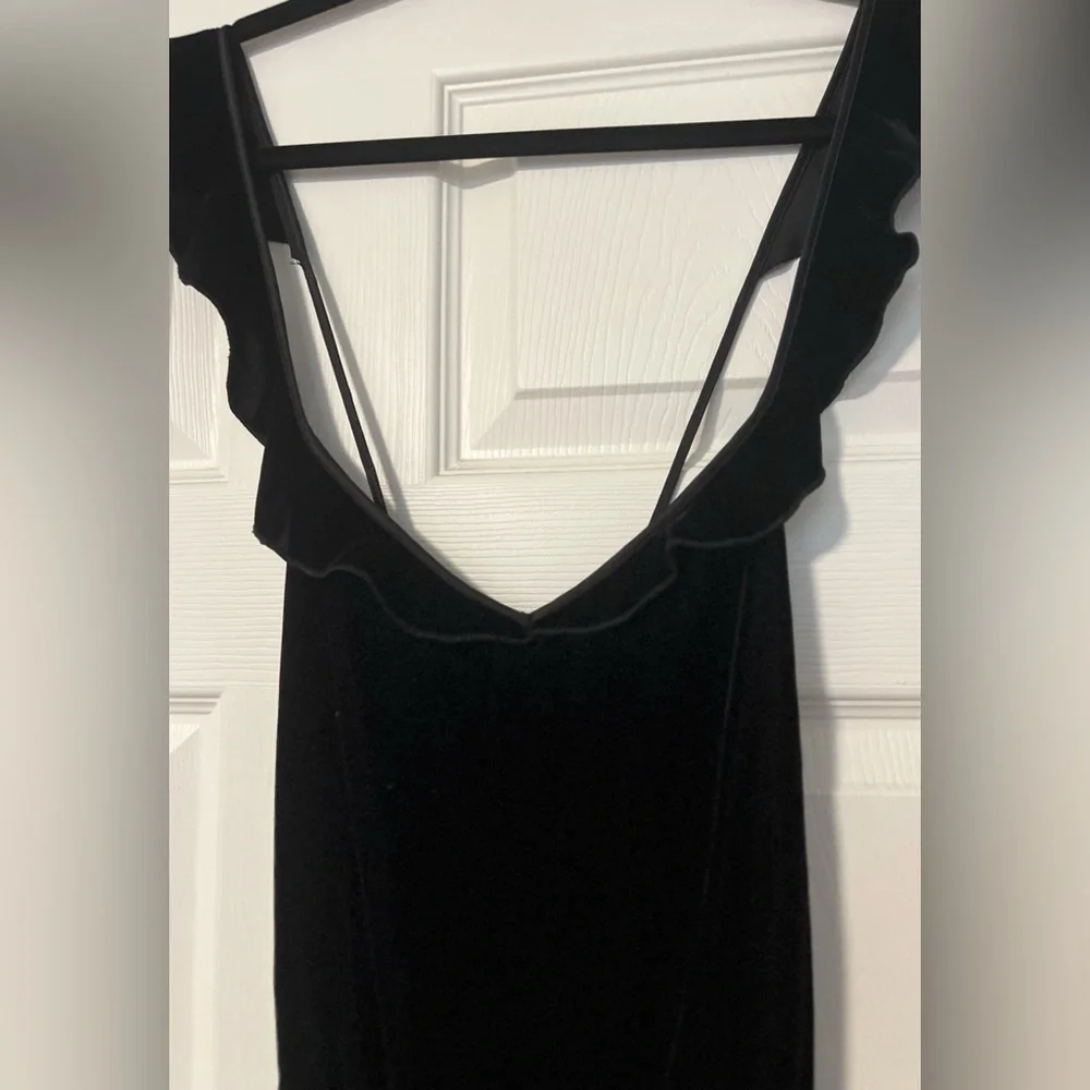 Victoria's Secret Black Velvet Velour Ruffle Teddy Romper Whimsigoth Fairy Y2K